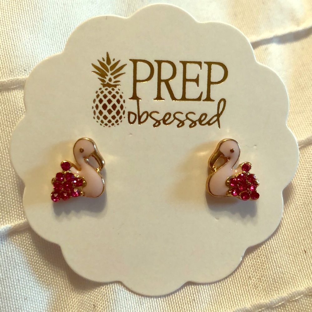 Flamingo Enamel Dazzle Stud Earrings